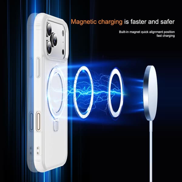 Kompatibel med iPhone 17 Pro-deksel med stativ, gjennomskinnelig, magnetisk ringstativ SKYLMW Compatible with