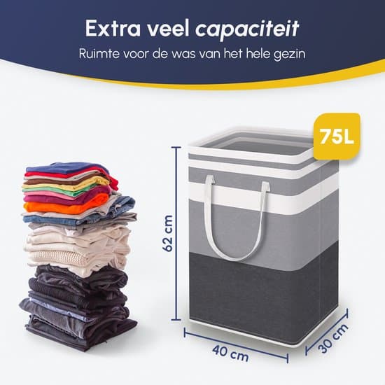 2-pack hopfällbar tvättkorg, 75L, vattenavvisande