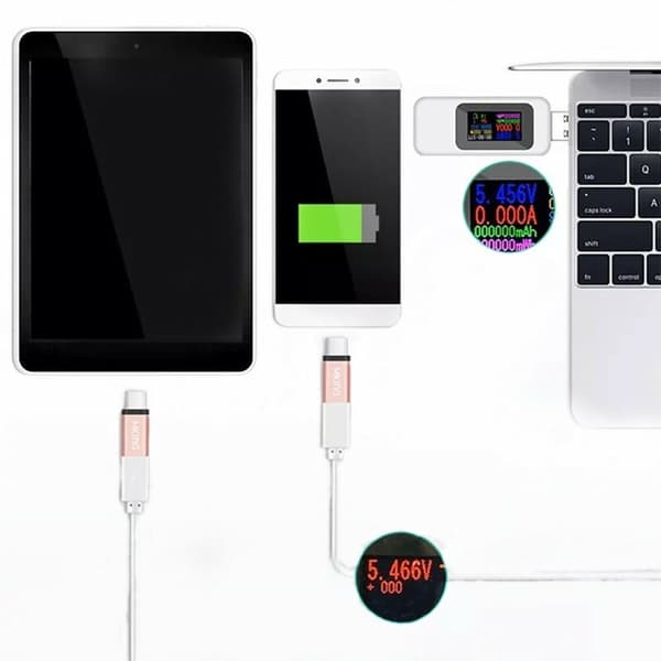 Färg USB Strömmätare 4-30V 0-5.1A Spänning Ström Watt mAh Laddkabeltestare Vit 1 st