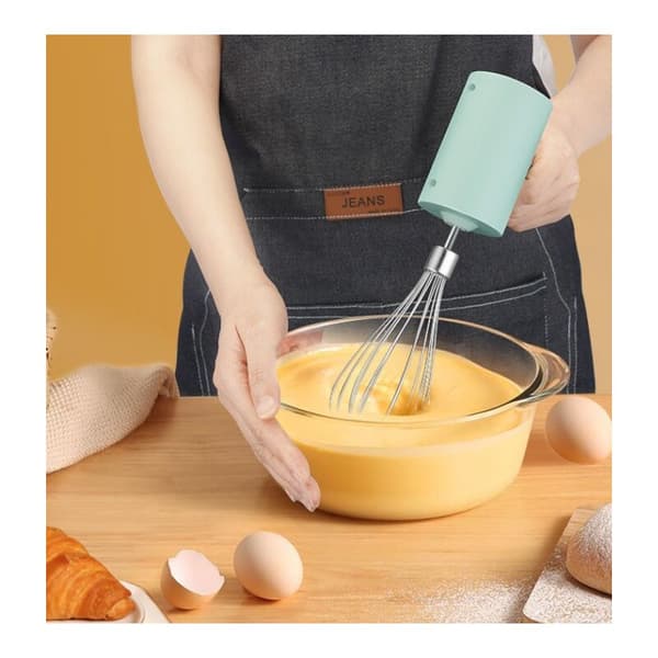 Hvit Håndholdt Trådløs Visp Dobbelthode Lange Korte Visper For Kjøkkenbaking Egg Krem 1 Stk