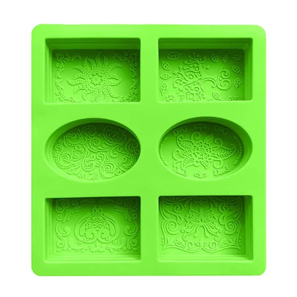 Silikon såpeform 6 hulrom matkvalitet nonstick DIY sjokoladekjeks cupcake 21,8x19,8 cm