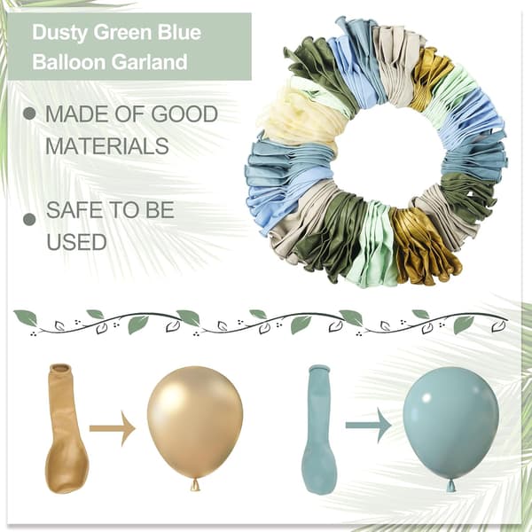 173PCS Dammig Blå Grön Ballongbåge Kit Salvia Födelsedag Bröllopsdusch 173 pcs