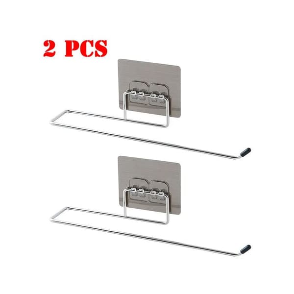 Ingen borrning Kökspappershållare 2-pack Självhäftande Enkelstång Under Skåp Rullmontering 2 st
