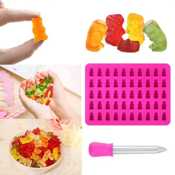 Silikone Gummy Form med 1 Pipette Slik Silikoneform, Gelé Chokoladeform