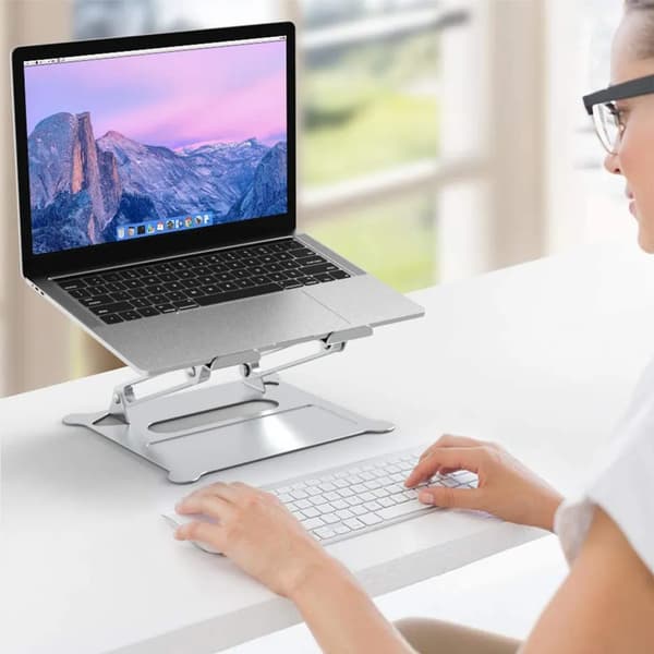 Laptopstativ, Ergonomisk Design, Avtakbart Notatbok-PC-stativ for Kontorbord, Sølv
