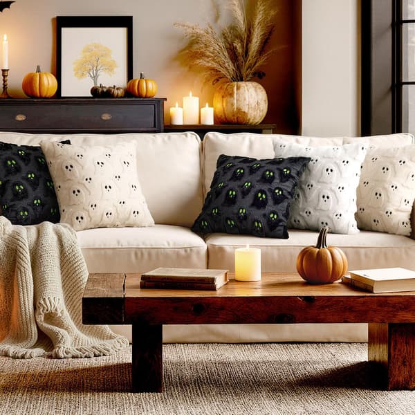 MIULEE Sæt med 2 sorte Halloween spøgelsespudebetræk 45x45 cm Set of 2