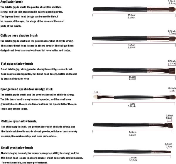 6-delars ögonmakeupborstset 6 pcs