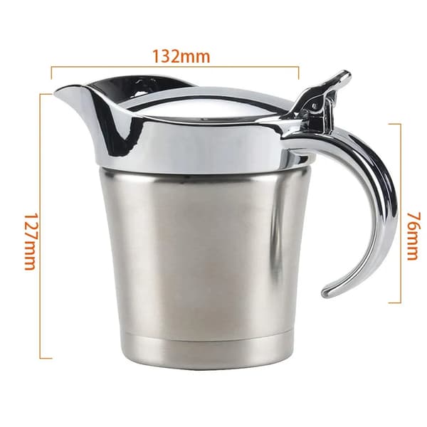Premium Termisk Såsbåt i Rostfritt Stål, Dubbelisolerad Elegant Silver Termisk Såskanna Perfekt för Middagsbjudningar