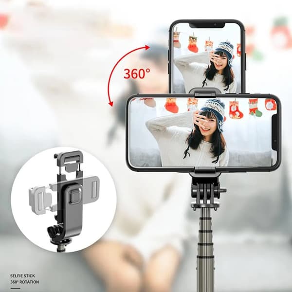 Bluetooth Selfie Stick Stativ Fjernudløser Udtrækkelig Telefonholder 19-86 cm ABS Sort
