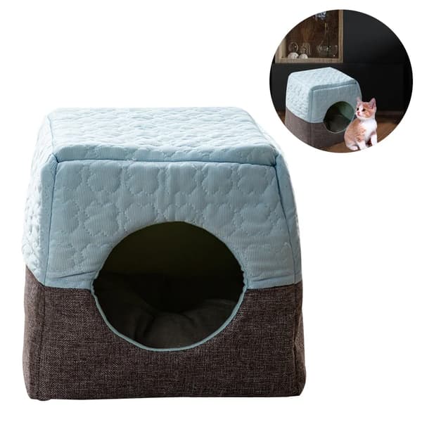 Kæledyrsseng Sofa Sammenklappelig Skridsikker Lyseblå 37x33x30cm Katte Hunde