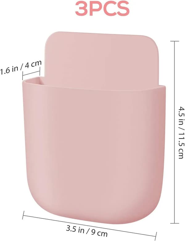 Fjärrkontrollhållare 3-pack självhäftande väggfäste ABS vit rosa grå 11,5x9x3,5 cm Organizer