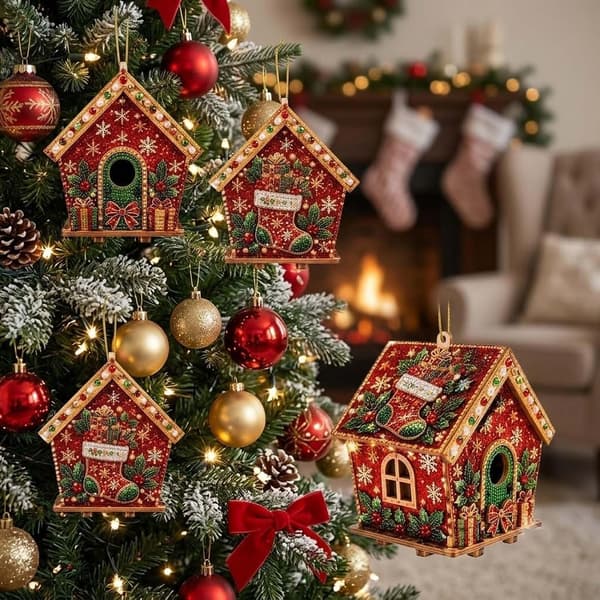DIY 3D Diamantkunst Julehus Sæt Julepynt Håndværk til Voksne Pyrenk DIY 3D