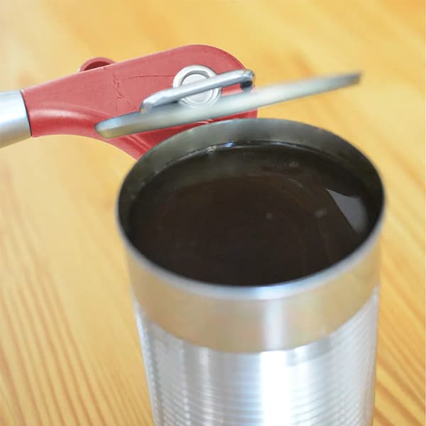 Sikker dåseåbner, rustfrit stål, ergonomisk skridsikkert design, glat kantklipning, ingen skarpe kanter