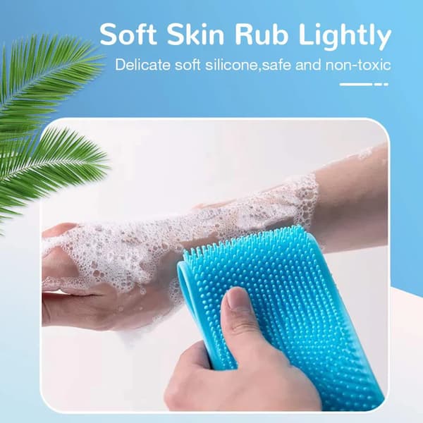 Silikonryggborste 76cm infällbar dubbelsidig badexfolierande massage