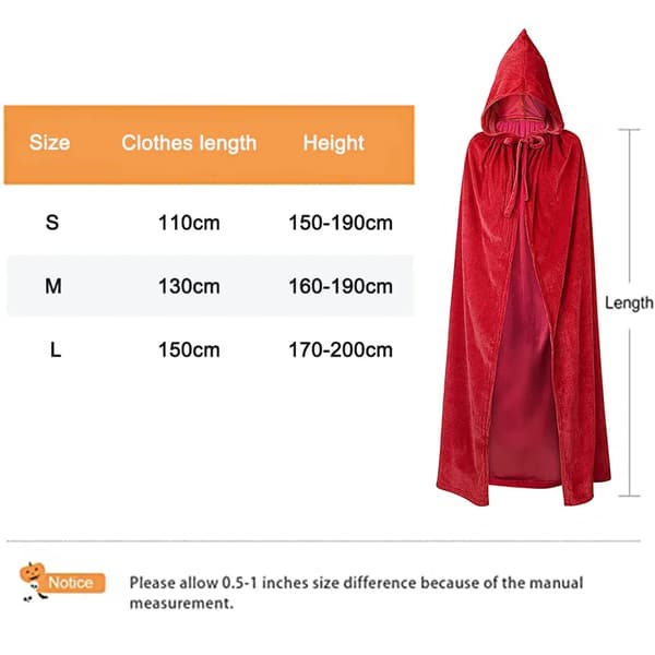 Halloween Hætte Kappe S Rød Satin Vampyr Troldmand Kappe Karneval Cosplay