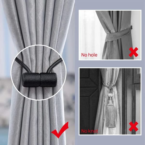 Magnetiske gardinholdere 2-pak polyester 40 cm kugle 3 cm gardinholdere