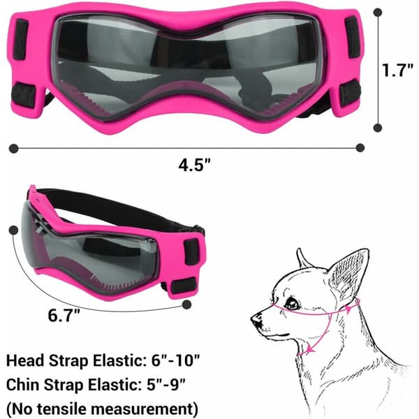 Hundglasögon UV Mjuk Silikonram Justerbara Elastiska Remmar Små Hundar Svart 1 st
