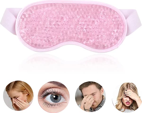 Kølende øjenmaske til hævede øjne, allergier, bihuler, pink