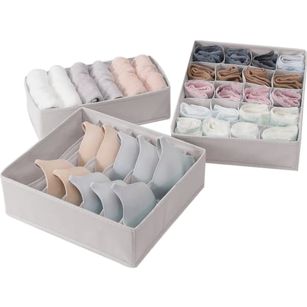 Underklädeslåda Organizer 3-pack Garderobsavdelare för BH Strumpor Slipsar Underkläder