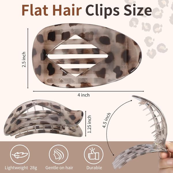 10 stk flate hårspenner for kvinner, 4,2 tommer store kloklemmer - leopard 10 pcs