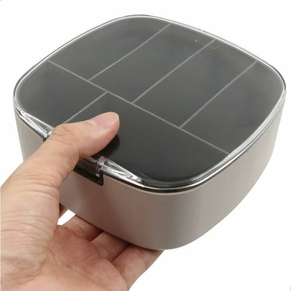 Kabelopbevaringsboks Klar Plast Skrivebordsorganisator 6 Rum Klaplåg til USB-ledninger Opladere Brun