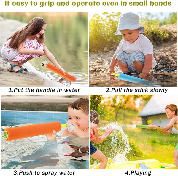 Skumvattenpistoler 4-pack Djurdesign 9m Räckvidd Foam Water Guns