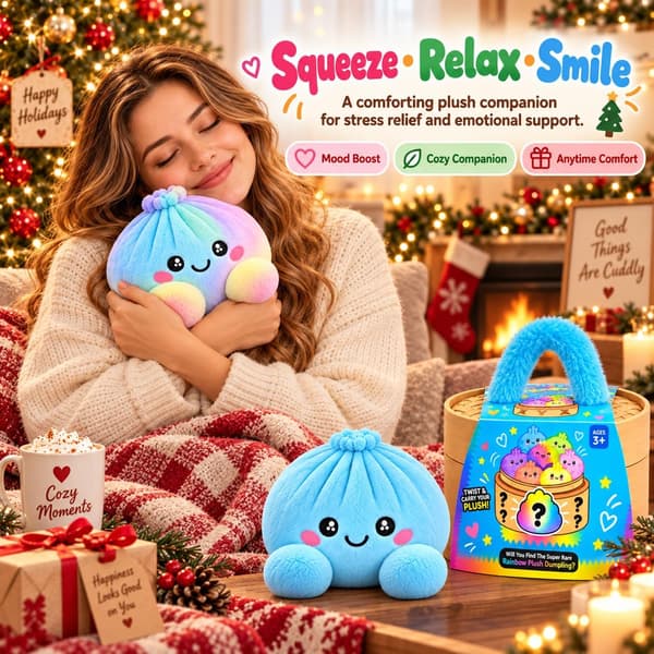 Jättedumplingkudde, söt 5-tums jumbo fylld ångbulle, regnbågs-squeeze fidget, julklapp (#H) Giant Dumpling Pillow