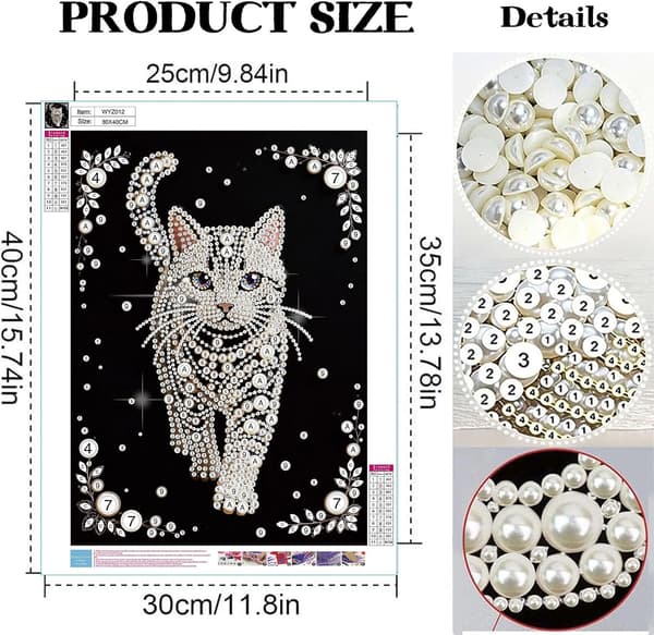 2-pak Kat Perle Diamond Art Sæt 12 x 16 tommer DIY-håndværk til voksne 2 件装猫钻石艺术珍珠绘画套装,适合成人(30.48 ×
