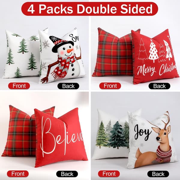 TOYPOPOR Jule dobbeltsidede pudebetræk 18x18 sæt med 4 Set of 4