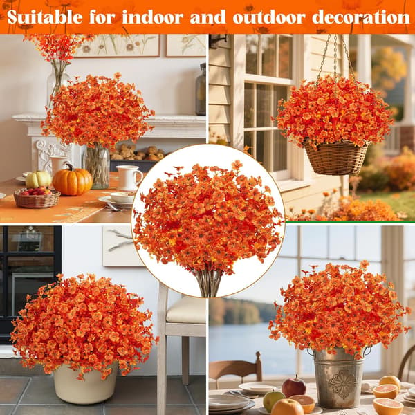 24 st konstgjorda höstkrysantemum utomhusdekoration ljusorange 24 pcs
