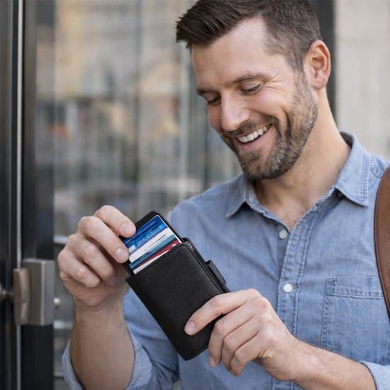 Kortholder 10 Pladser RFID Blokerende PU Læder Sort Unisex LUFT Pasjeshouder Tot