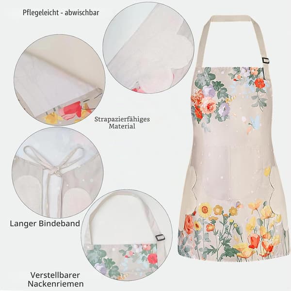 2 blomstrede justerbare forklæder med lommer til køkken, havearbejde og salon 2 pcs