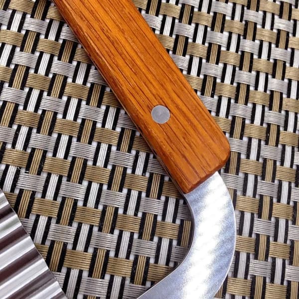 Vågskärare 2-pack Gummiträ Rostfritt Frukt Grönsaker Smör Pommes Kniv