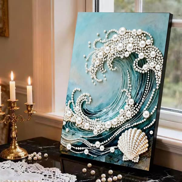 Wave Perle Diamond Art Sæt til Voksne 5D DIY Håndværk Vægdekoration 成人5D 钻石艺术珍珠绘画套件,DIY 波浪钻石艺术套件