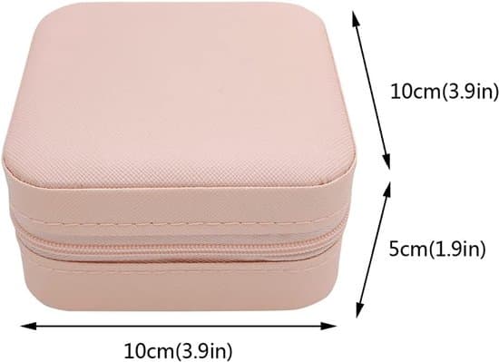 Mini smykkeskrin til rejser, bærbar organizer, PU-læder, med kroge, til ringe/øreringe/halskæder, lyserød Mini