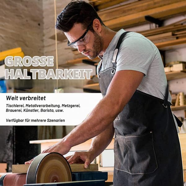 Brun denim lang madlavningsforklæde til mænd og kvinder, 3 lommer, krydsrygstropper Canvas Apron Men