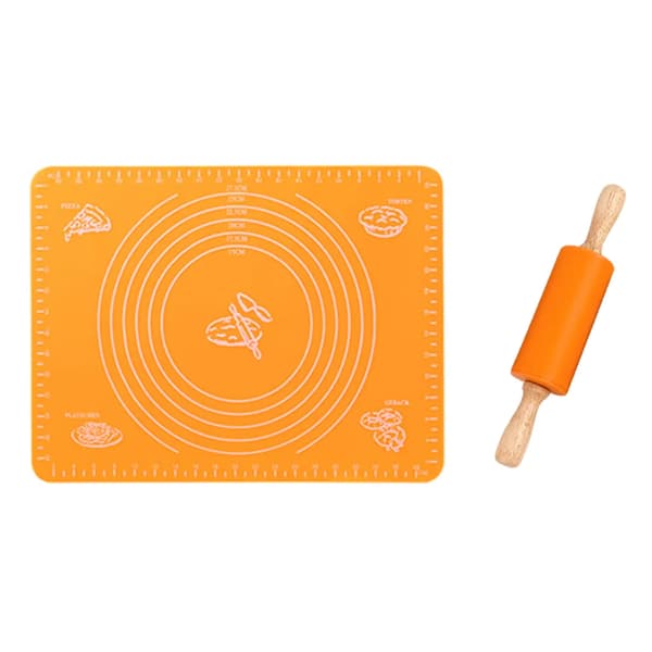 Silikone kagerulle sæt med bageunderlag 23cm orange underlag 40x30cm 1 sæt