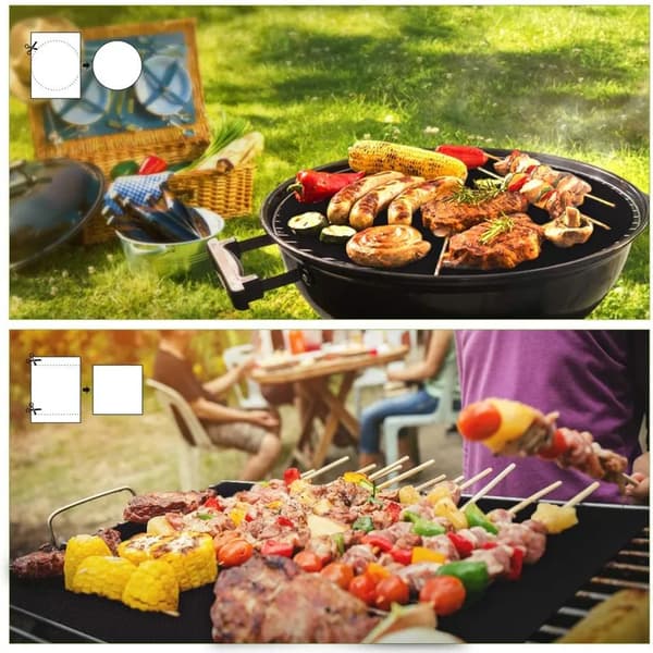 BBQ Grillmatte, Non-Stick Grillmatter, Bakematte for Kull & Baking, Gjenbrukbart Bakepapir, 5*40x33 cm