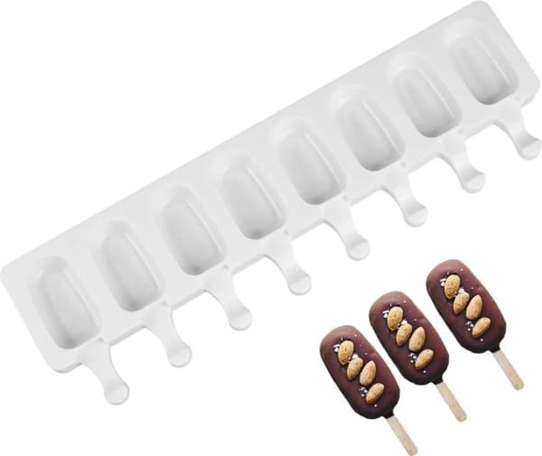 Silikon Mini Ispinneform 8 Hulrom Gjenbrukbare Pinnespor for Cake Pops Desserter DIY