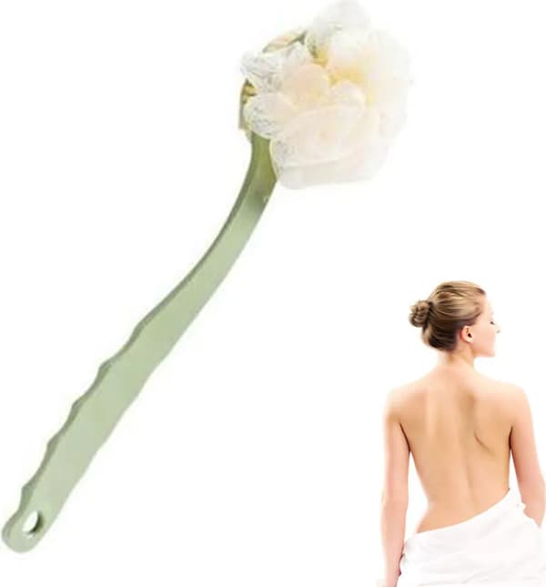 1 st Långt handtag Ryggbadborste 2-i-1 Borst Luffa Kroppsskrubber 36 cm PP