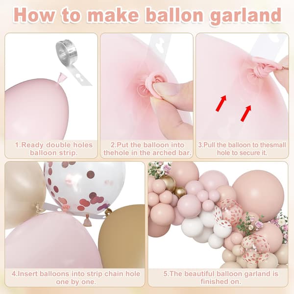 Amandir 173 stk Boho Dusty Pink Ballongbue Girlander Kit 173 pcs