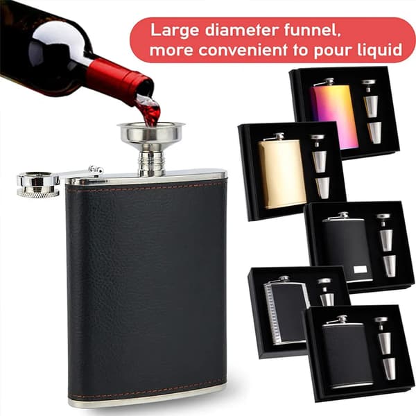 Platt fickplunta presentset rostfria koppar tratt kompatibel sprit vin utomhus