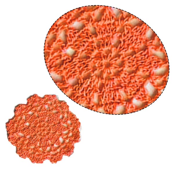 Lille hæklet bomuldsblondebrikker sæt med 10, runde, 10 cm (orange)