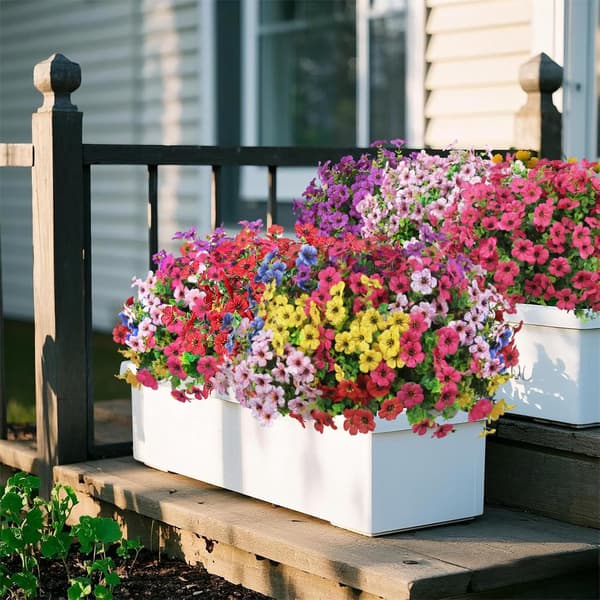 24 st konstgjorda utomhusblommor rosa för heminredning 24 pcs