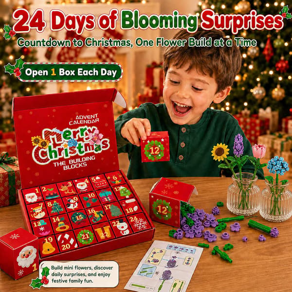 Julekalender 2026 Blomster Byggeklodser - 24-dages Advent Calendar 2026