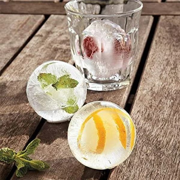 Runde isballformer i silikon, 2-pakning, store whiskykuler, cocktailfryser