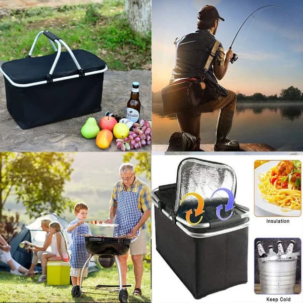 17,9-tommers sammenleggbar isolert piknikkurv 1 pcs