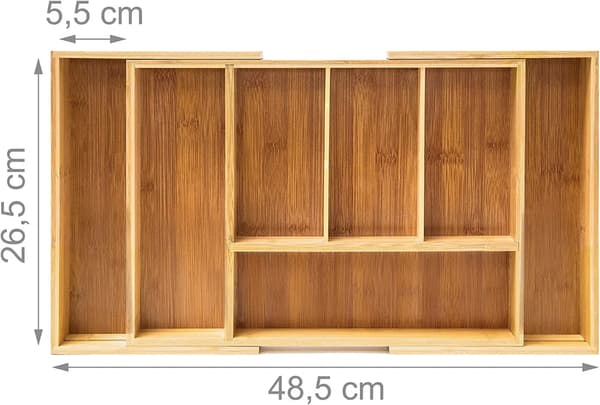 Utvidbar bestikkskuff i bambus med 6 rom Expandable Bamboo Cutlery