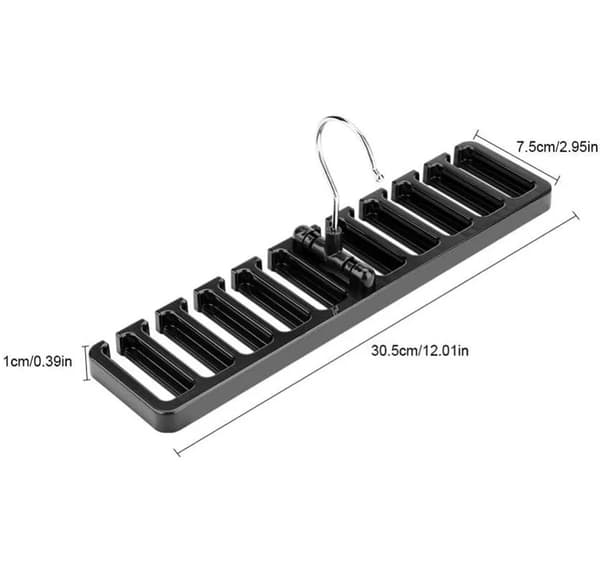 Slipsbælte Organizer Bøjle Skabspladsbesparende Plast 30,5x7,3cm Sort 1 stk