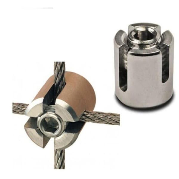 Rustfrit Stål Krydsklemmer 5 stk A4/AISI316 til 2mm Kabel M8 med Matchende Skruer